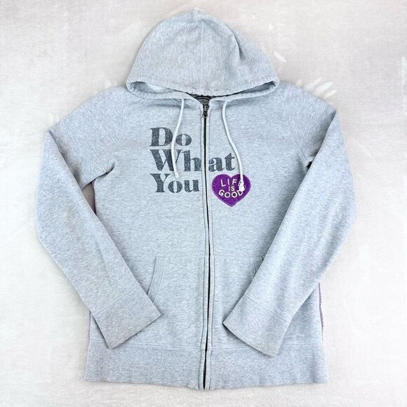 Life Is Good Sweatshirt Womens Small Gray "Do What You Love" Full Zip Hoodie - Picture 1 of 8